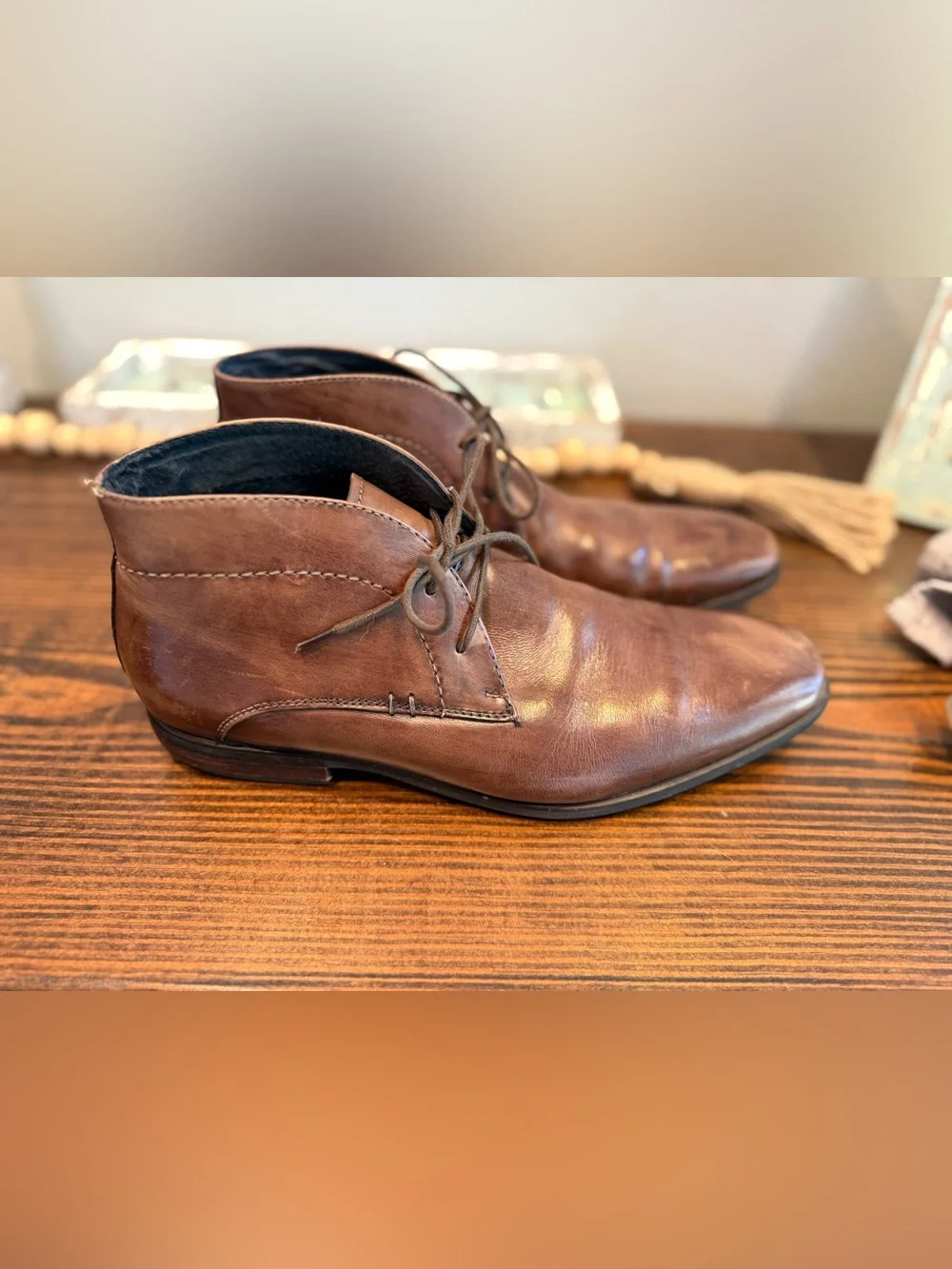 Steve Madden Disick Men’s 10 Brown Leather Chukka Ankle Boots Lace Up Casual